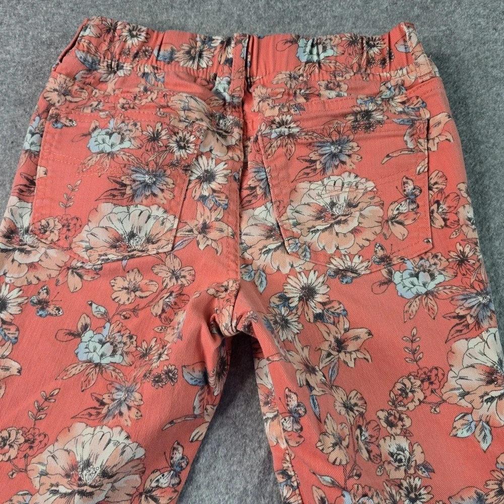 GapKids 2 Piece Outfit Girls XL 12 Coral Pink Floral Applique Top & Skinny Jeans